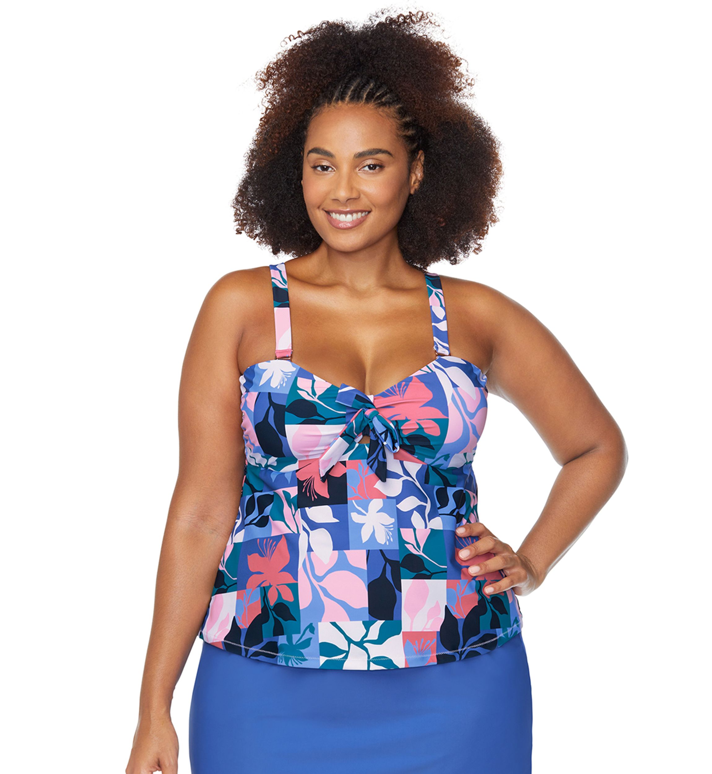 Plus Size Made You Look Zanzibar Swim Tankini Top