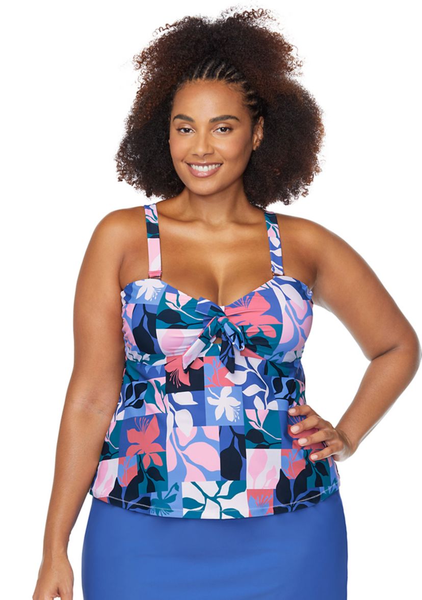 Plus Size Made You Look Zanzibar Swim Tankini Top