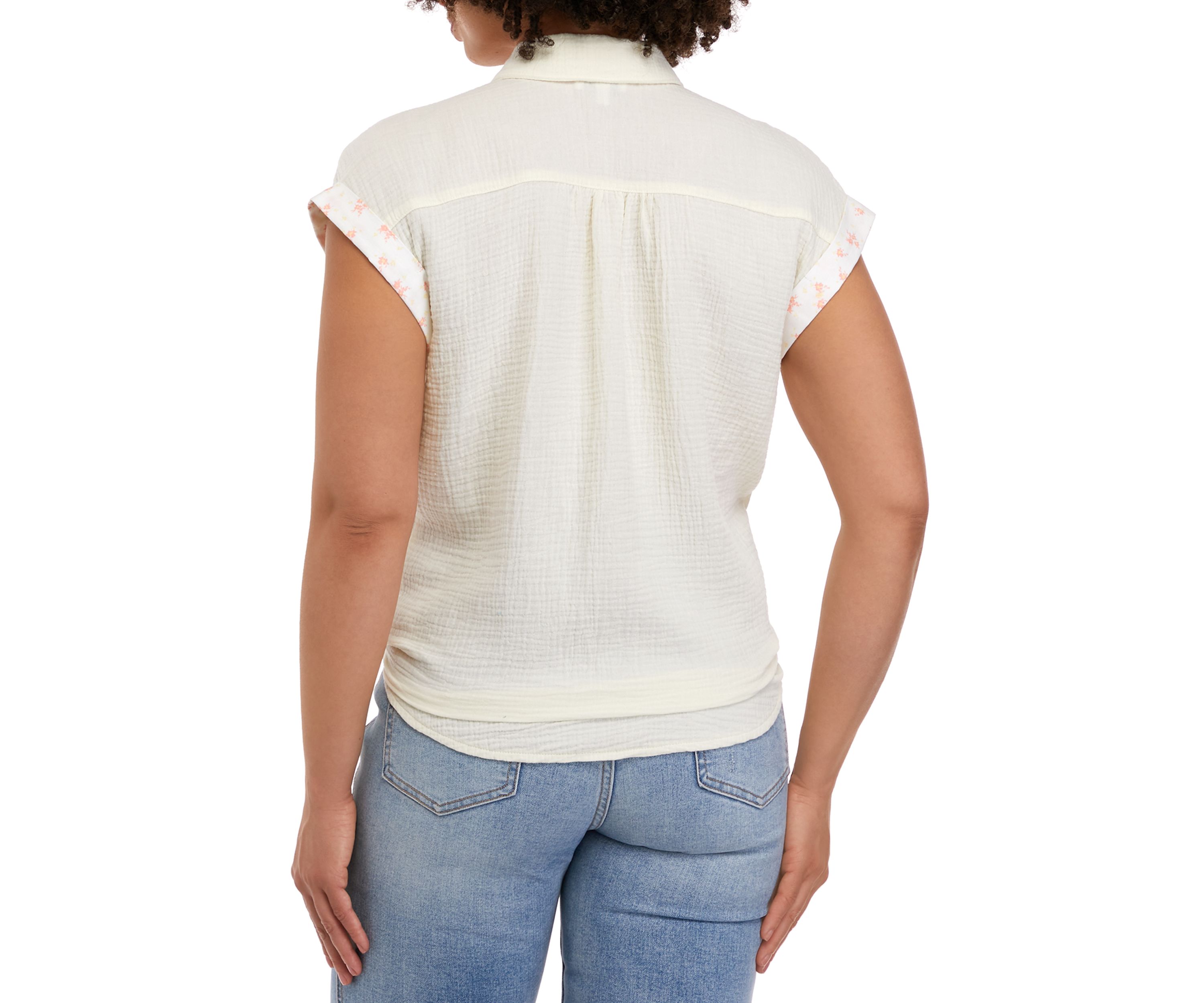Short Sleeve Dolman Tie Front Shirt