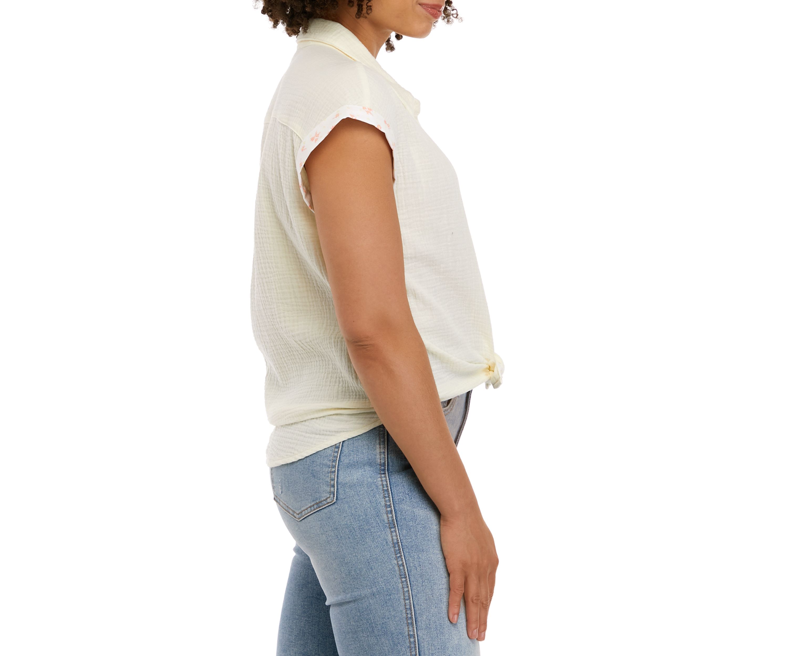 Short Sleeve Dolman Tie Front Shirt