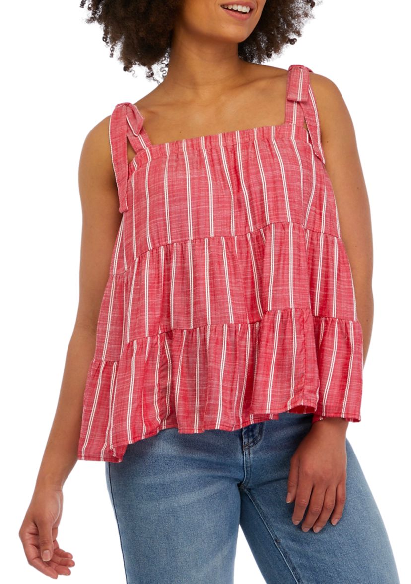 Juniors Tiered Tie Shoulder Top