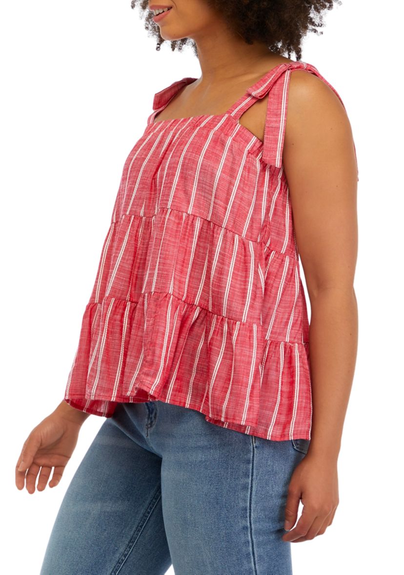 Juniors Tiered Tie Shoulder Top