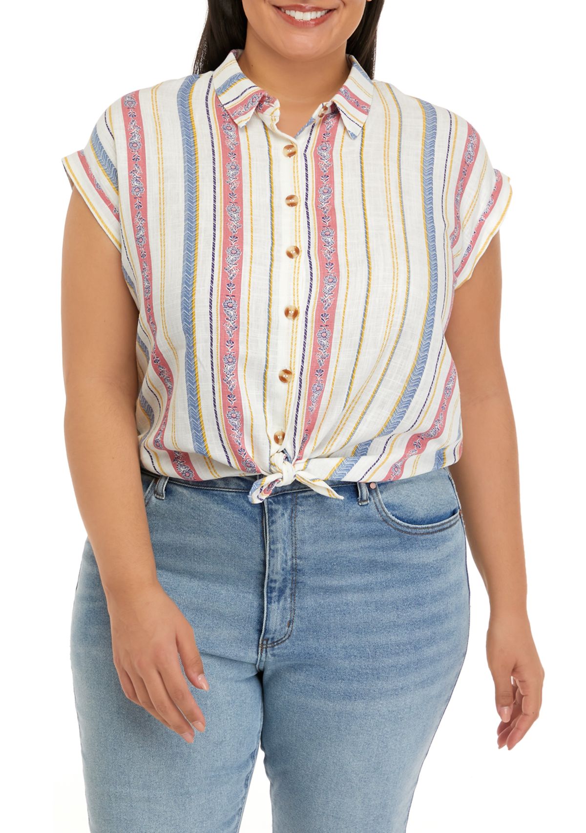 Plus Size Short Sleeve Camp Shirt