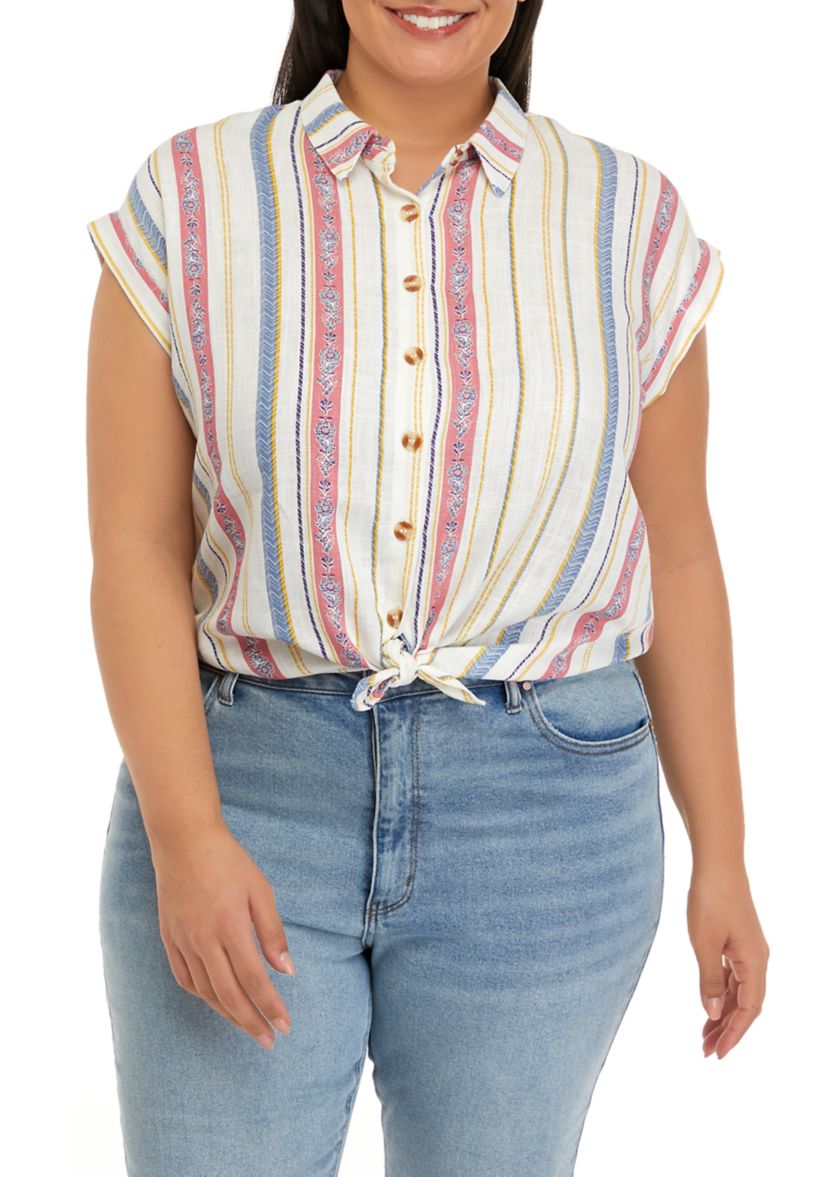 Plus Size Short Sleeve Camp Shirt