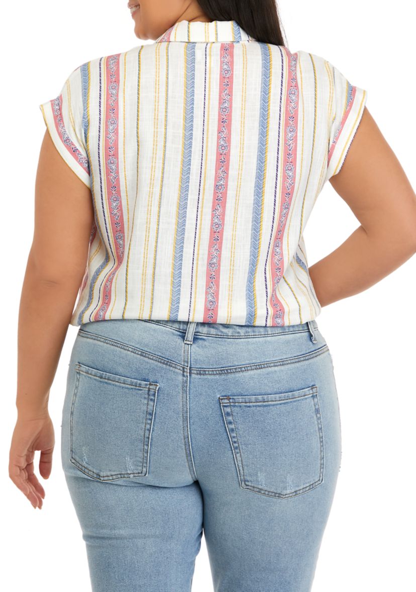 Plus Size Short Sleeve Camp Shirt