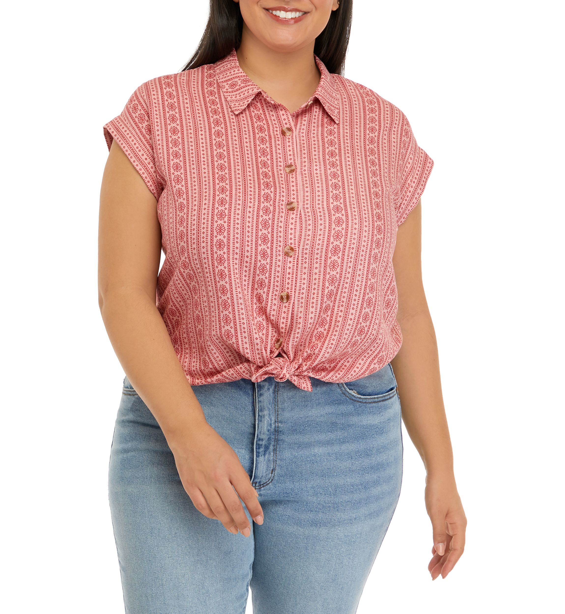 Plus Size Short Sleeve Camp Shirt