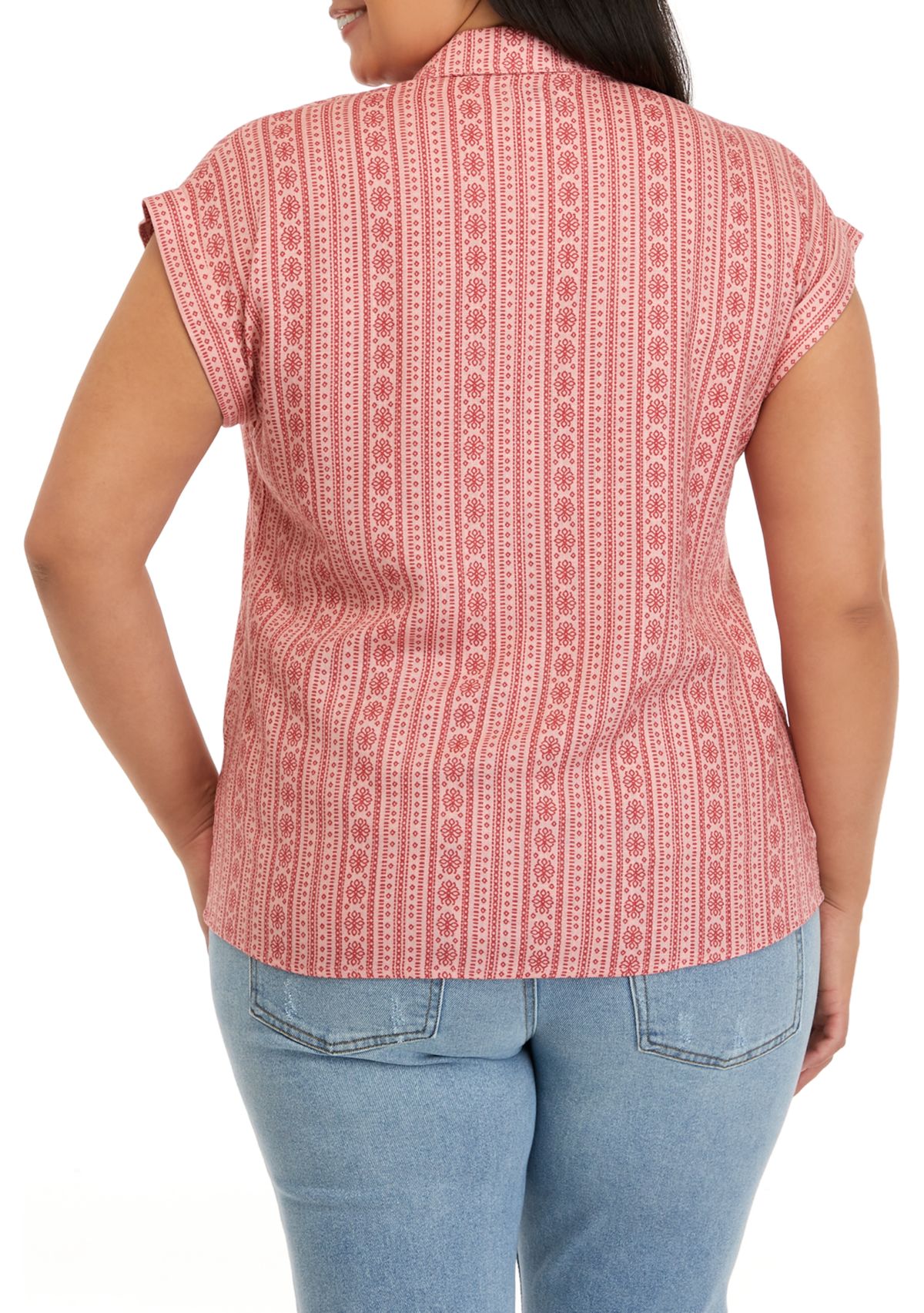 Plus Size Short Sleeve Camp Shirt