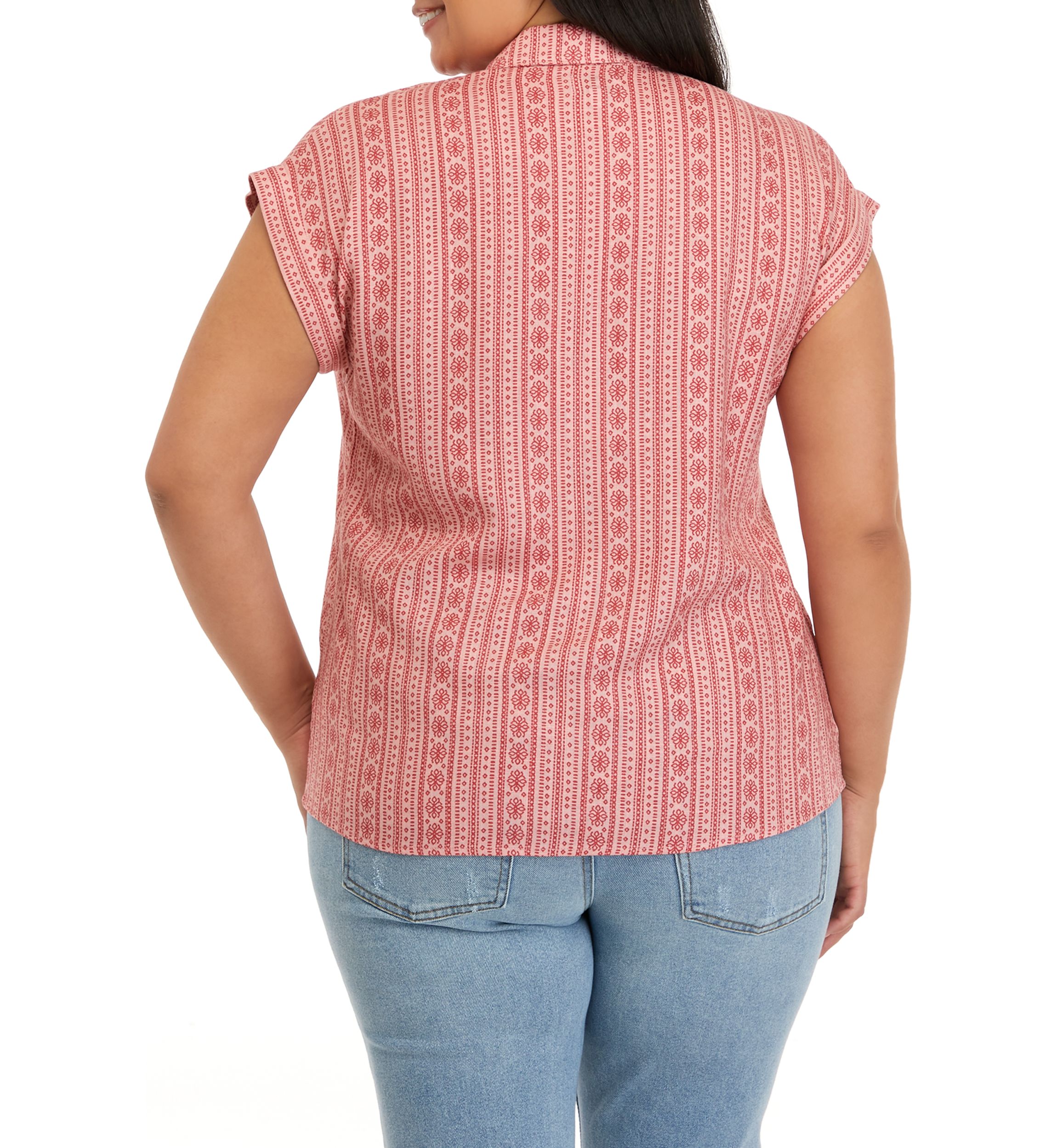 Plus Size Short Sleeve Camp Shirt