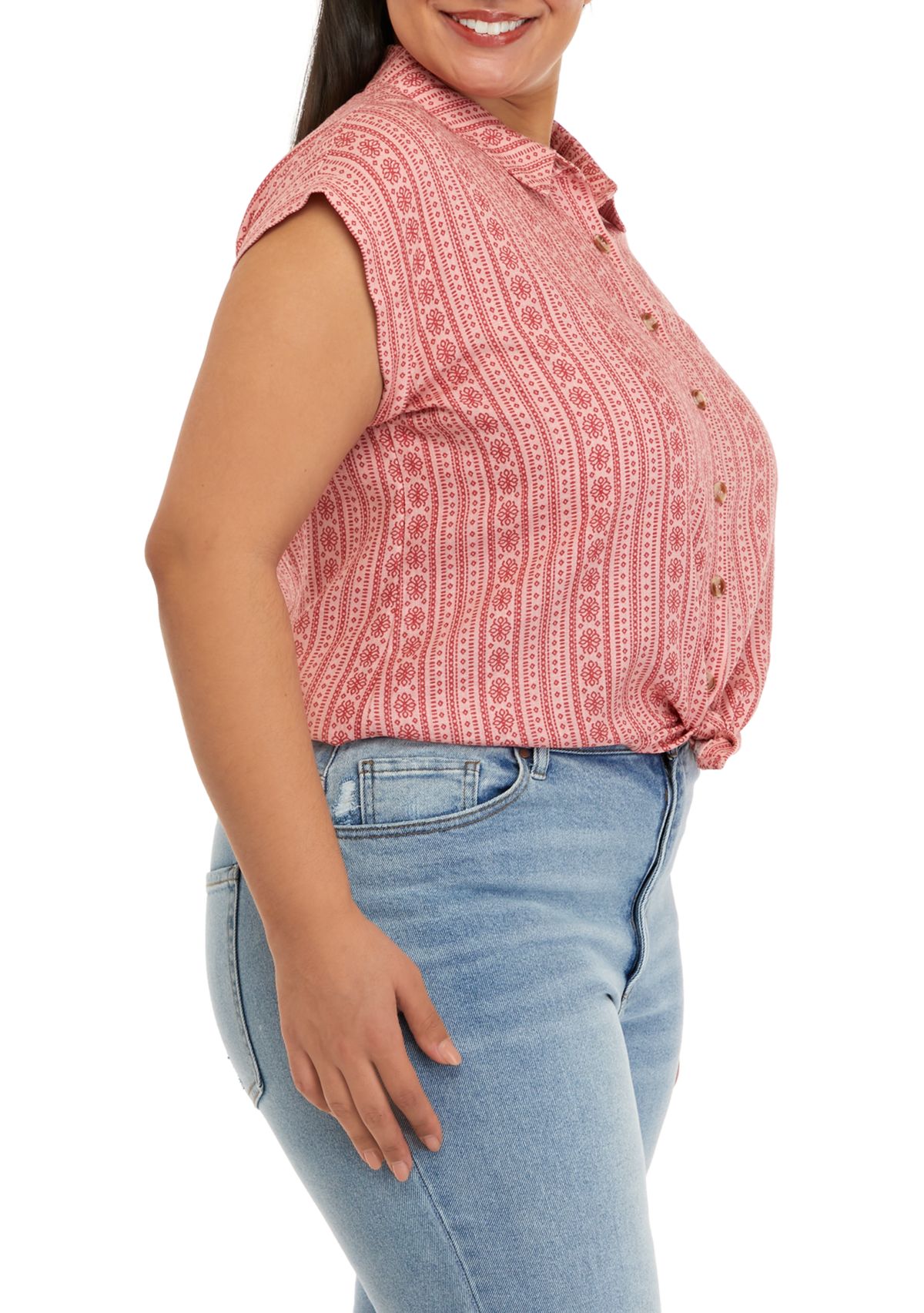 Plus Size Short Sleeve Camp Shirt