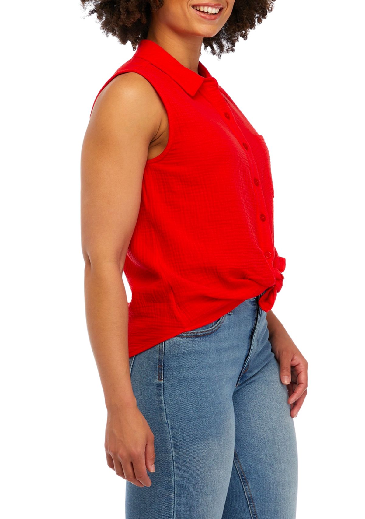 Sleeveless Tie Front Shirt