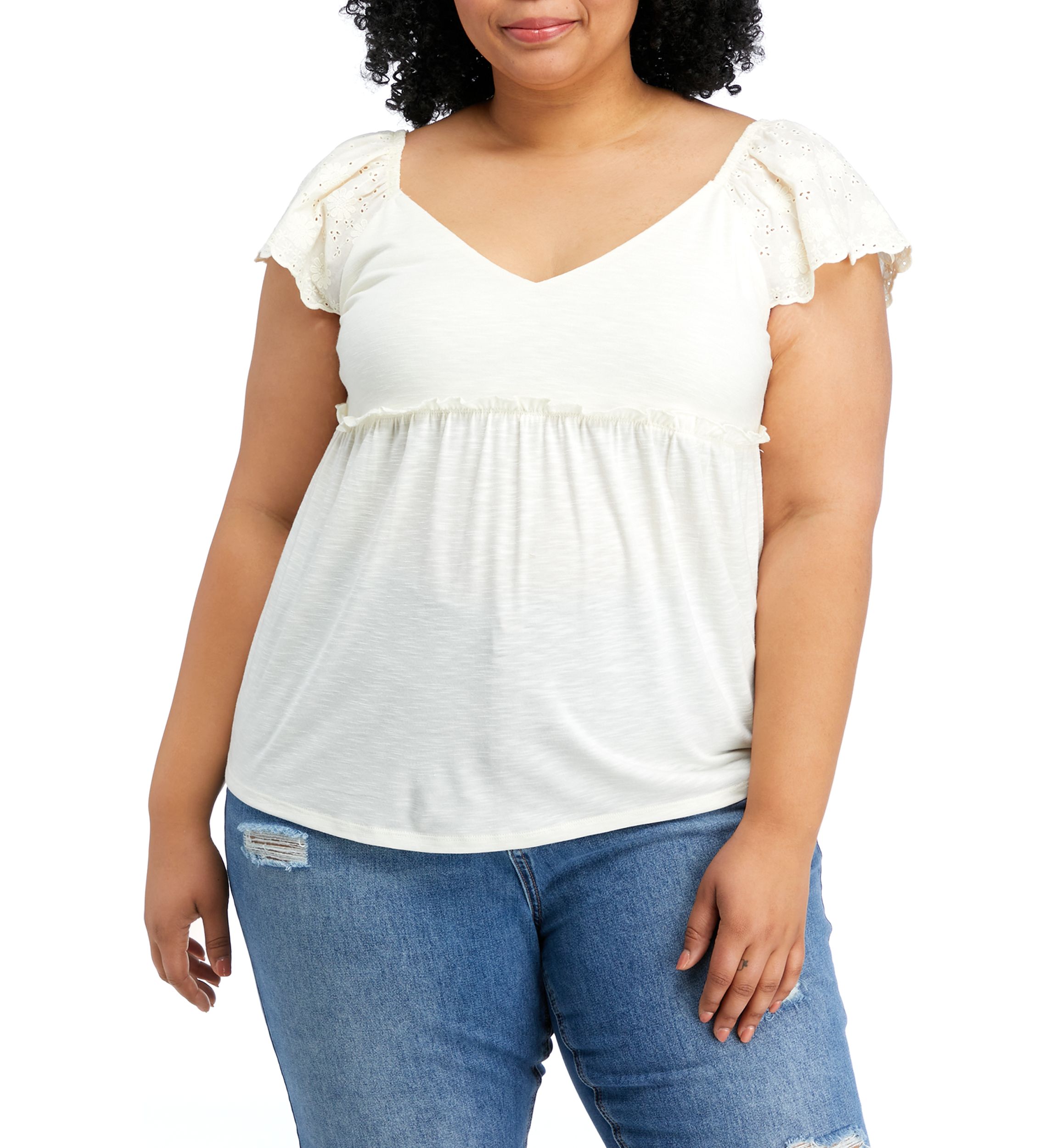 Plus Size Eyelet Babydoll Top