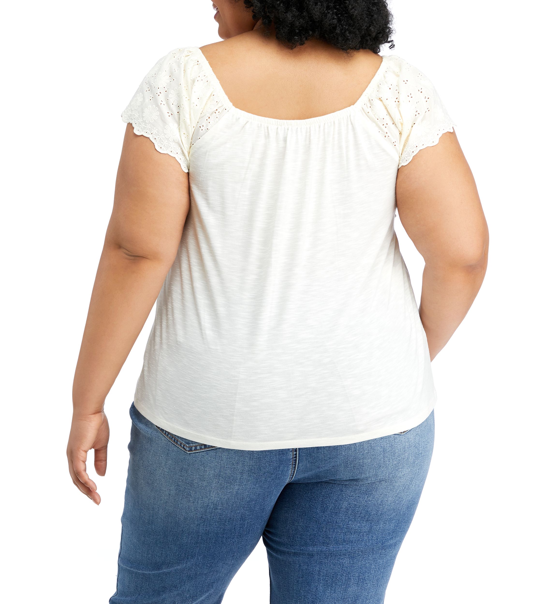 Plus Size Eyelet Babydoll Top