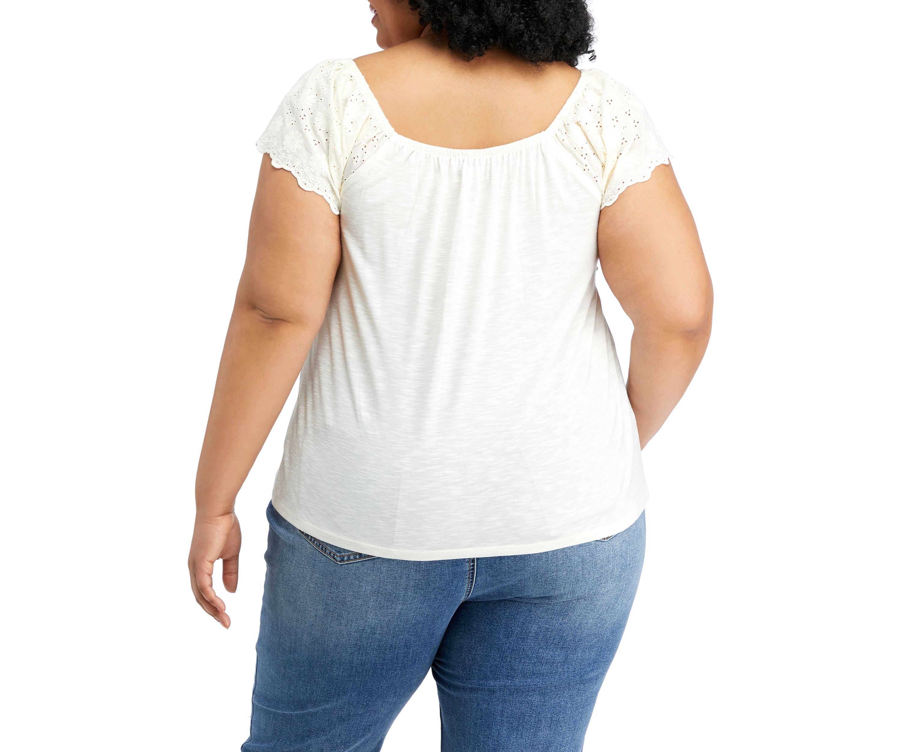 Plus Size Eyelet Babydoll Top