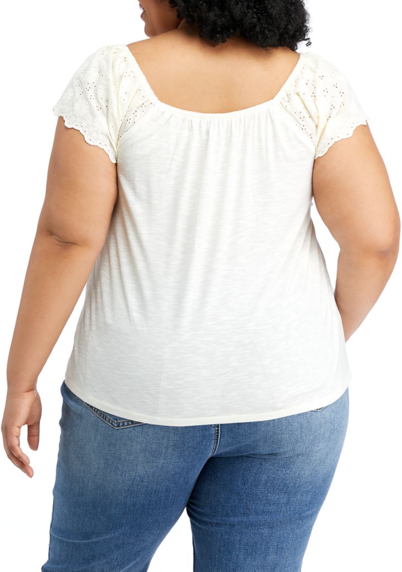 Plus Size Eyelet Babydoll Top