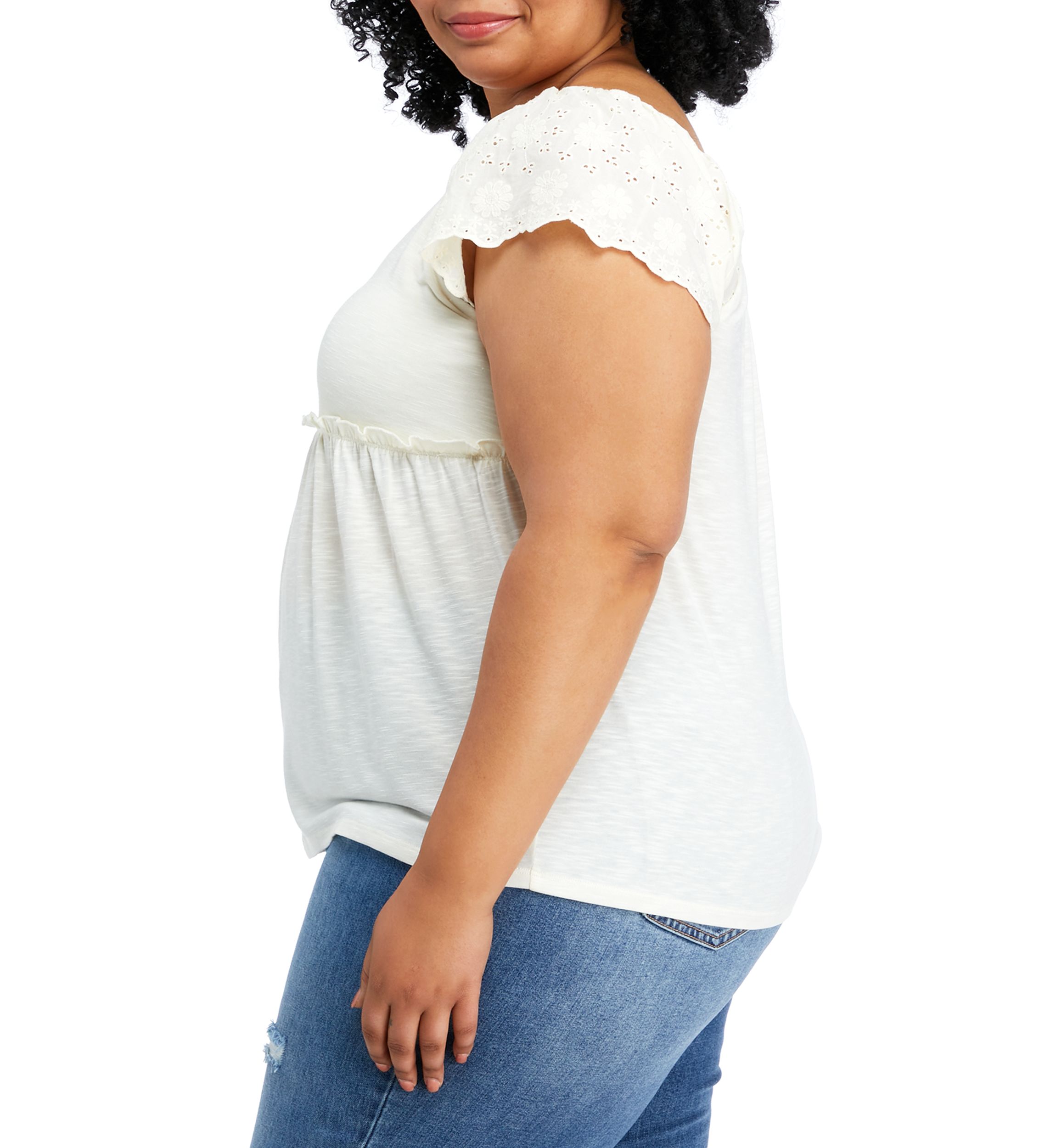 Plus Size Eyelet Babydoll Top