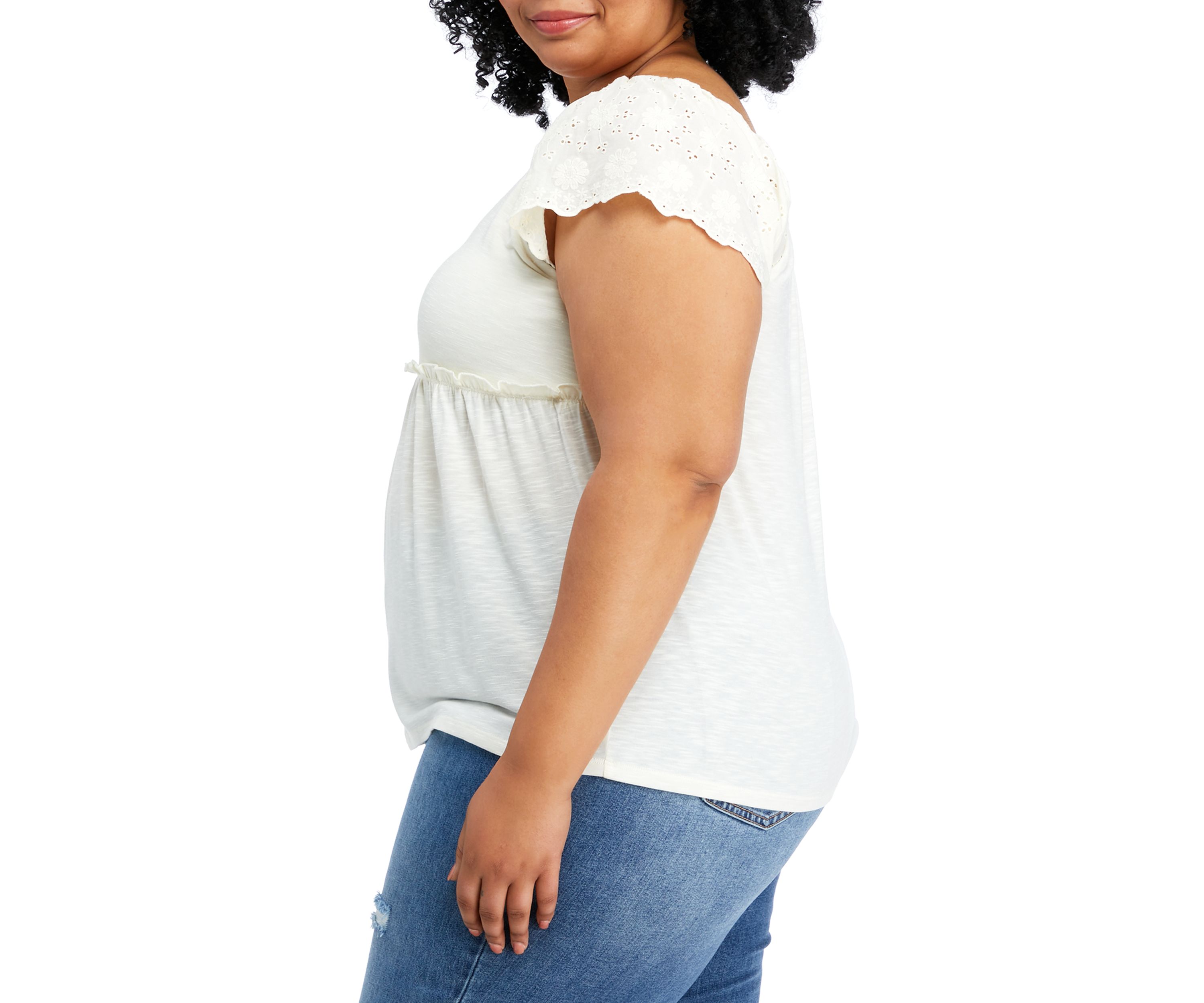 Plus Size Eyelet Babydoll Top