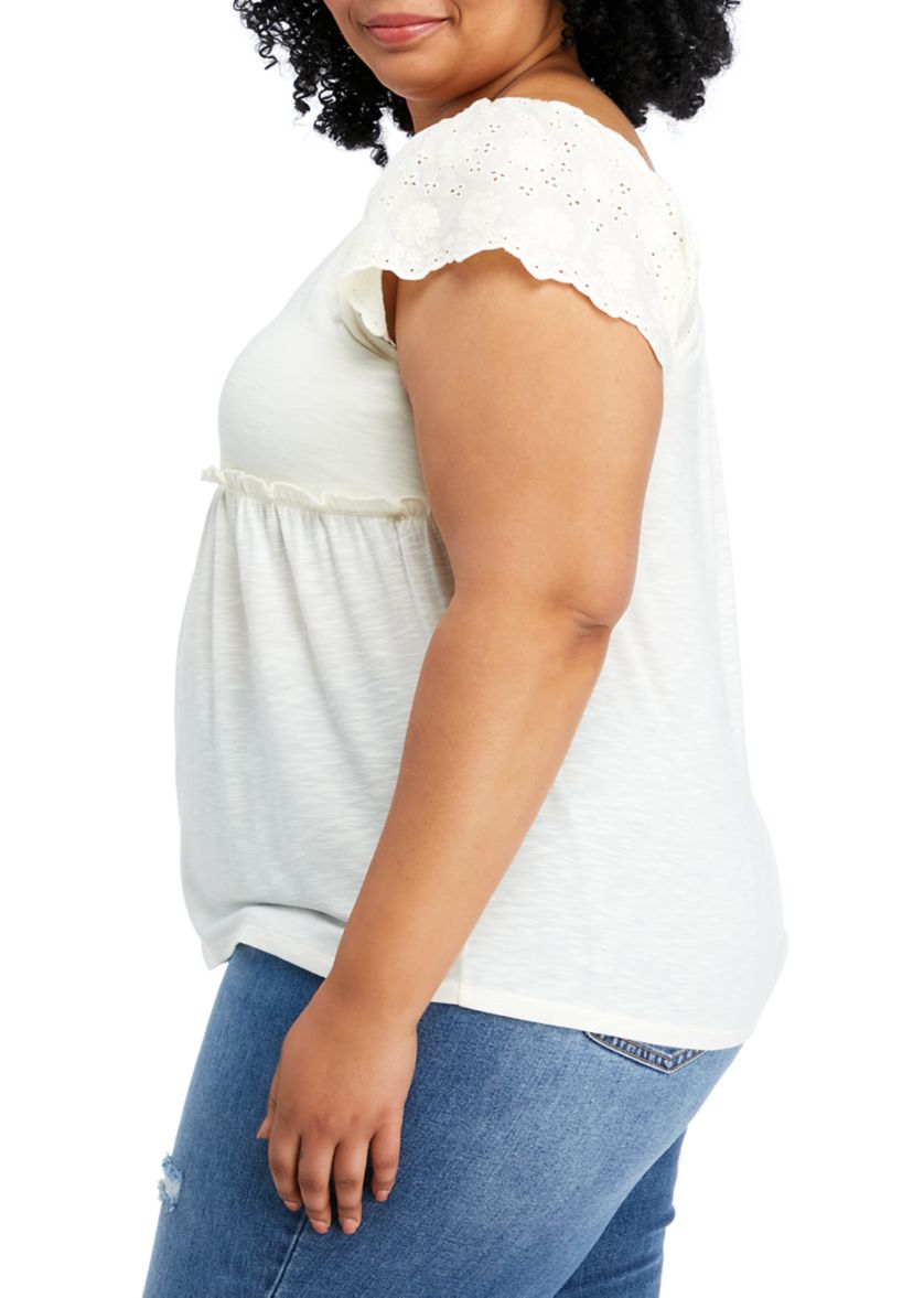 Plus Size Eyelet Babydoll Top