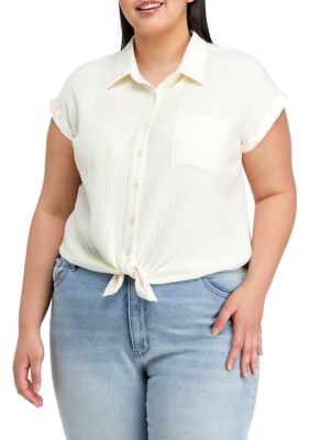 TRUE CRAFT Plus Size Dolman Sleeve Collared Shirt | Belk