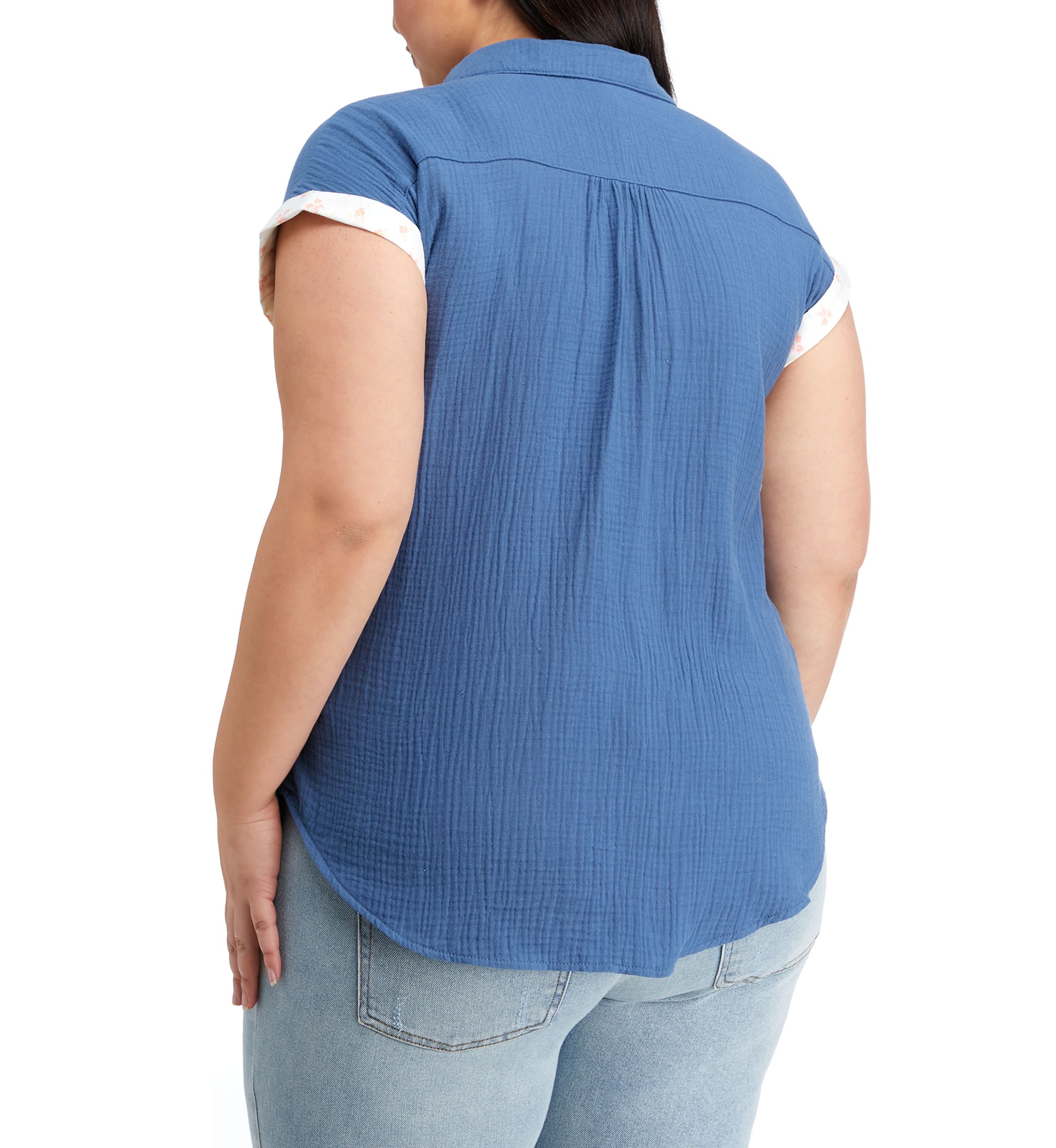 Plus Size Dolman Sleeve Collared Shirt 