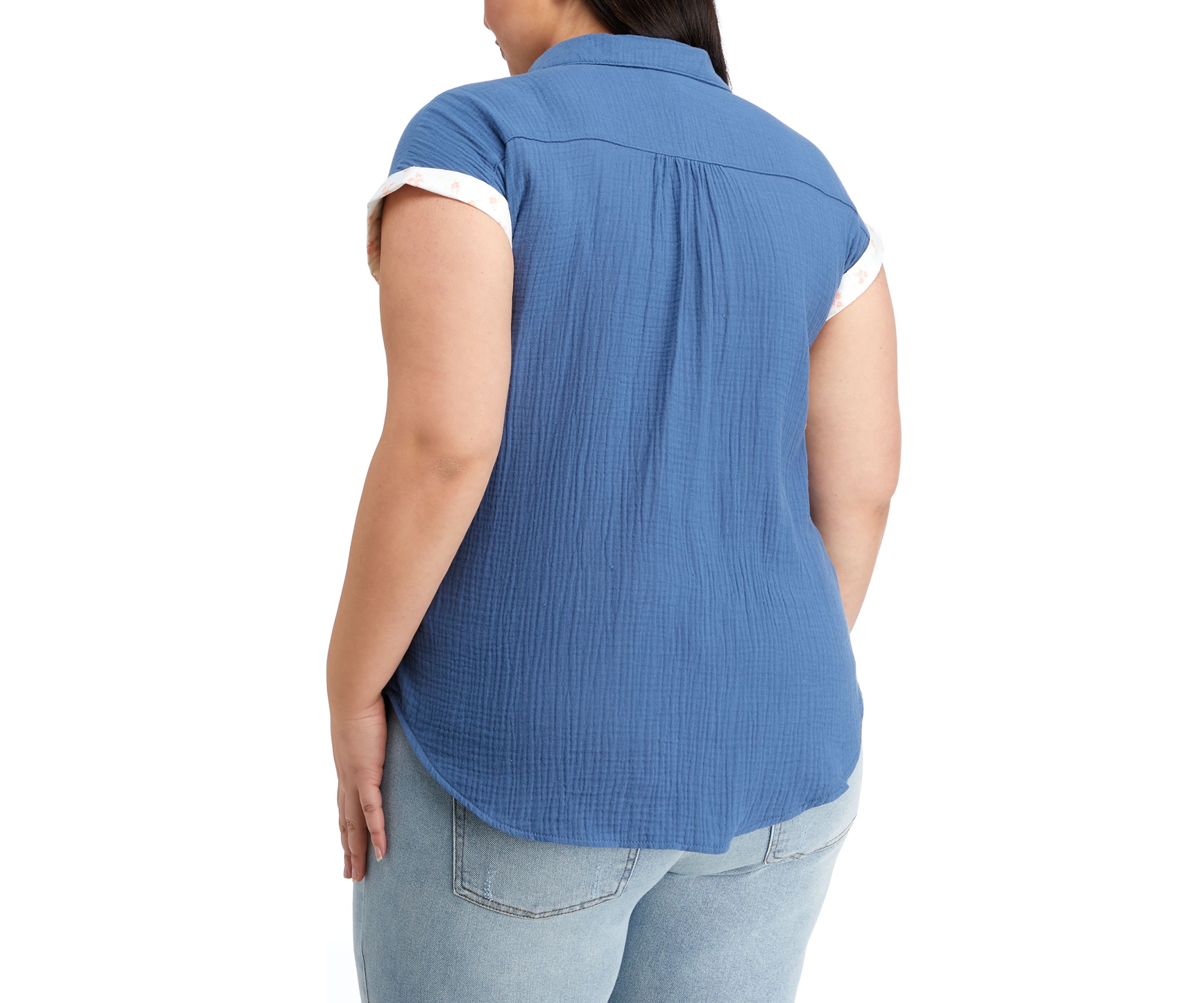 Plus Size Dolman Sleeve Collared Shirt 