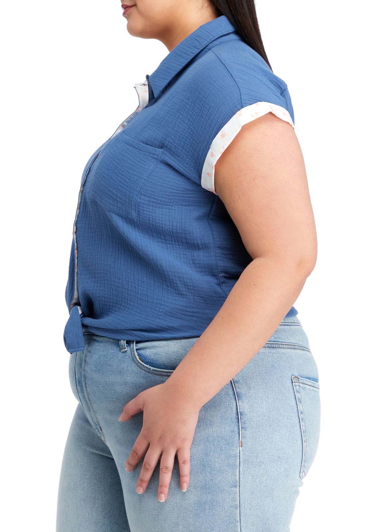 Plus Size Dolman Sleeve Collared Shirt 