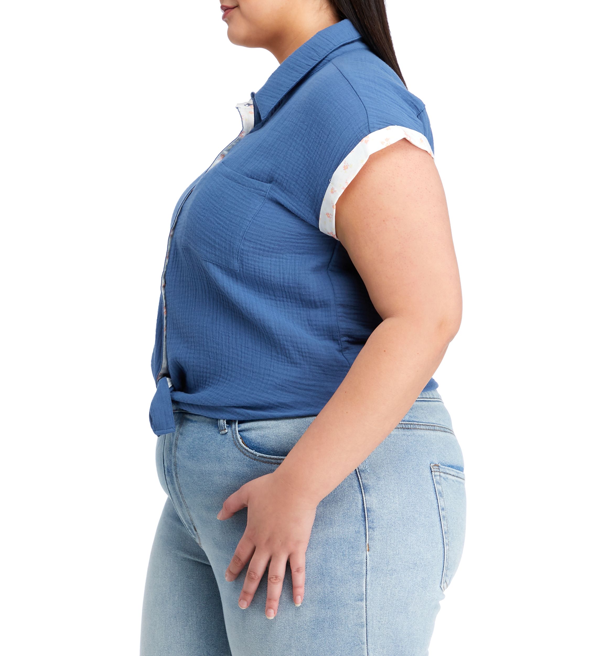 Plus Size Dolman Sleeve Collared Shirt 
