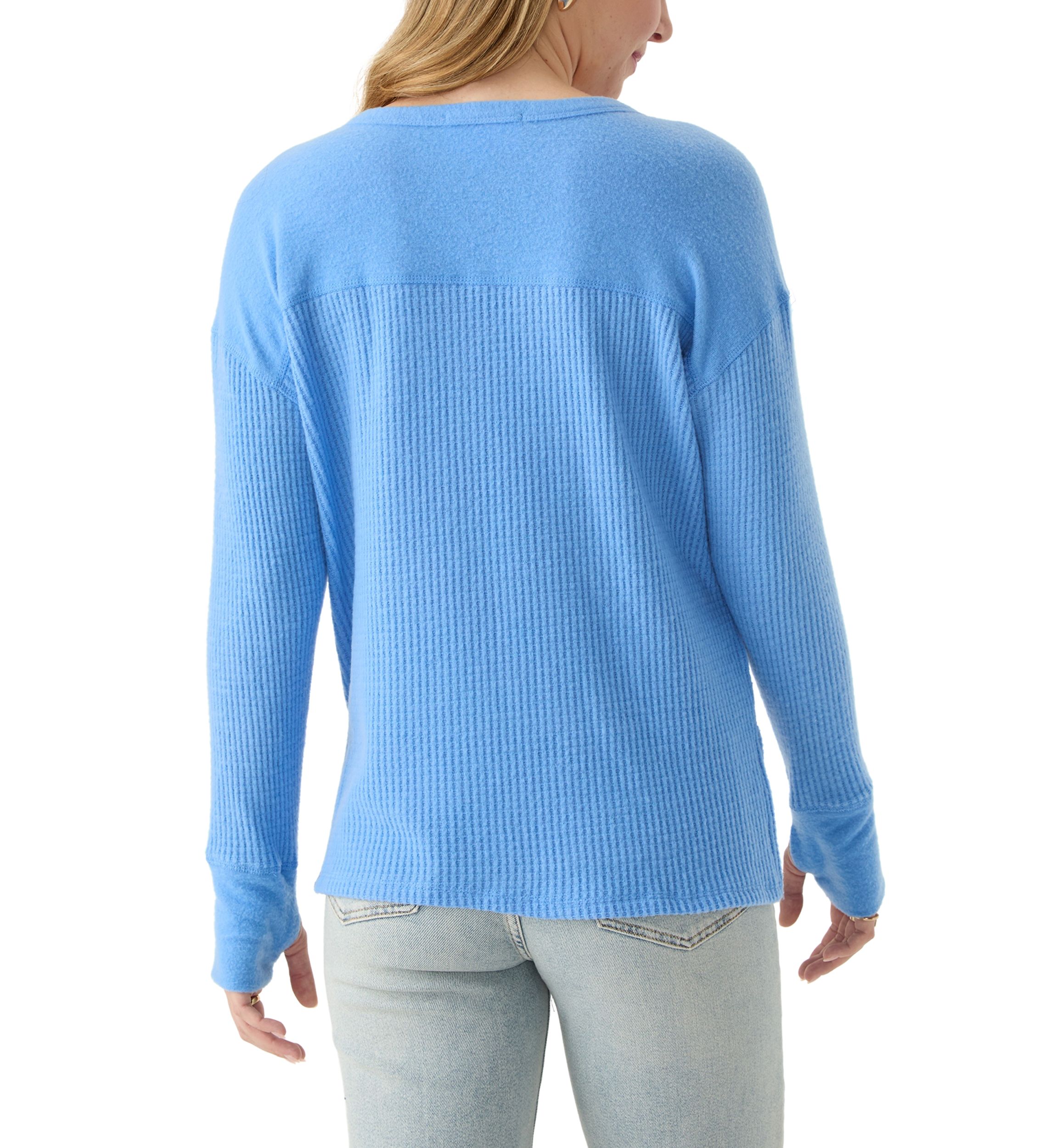 Womens Textured Cozy Knit Henley Shirt 