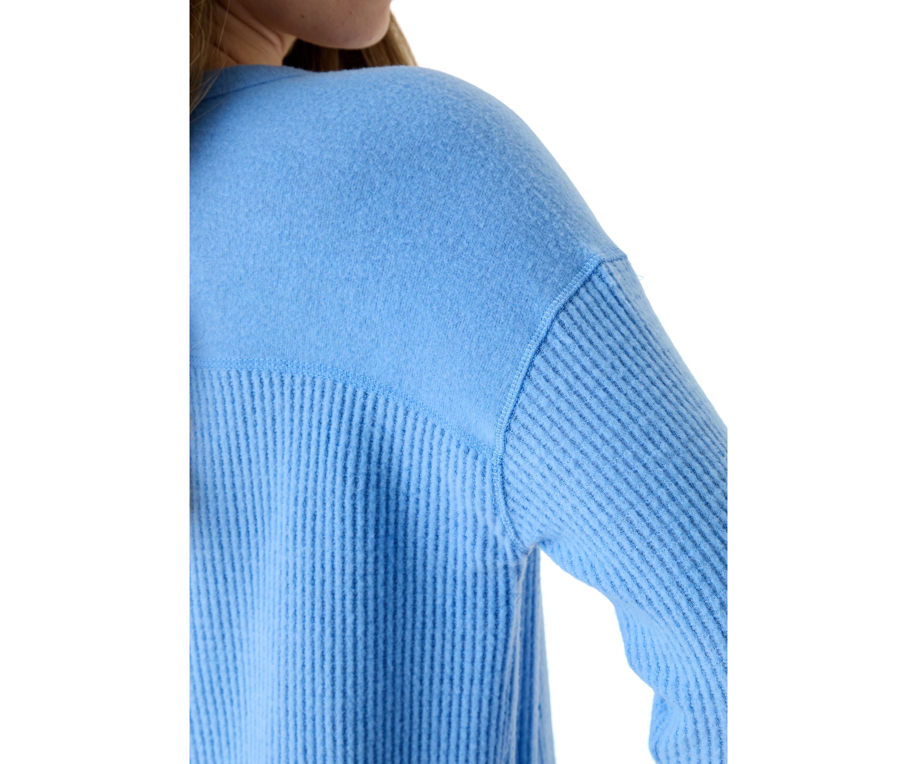 Womens Textured Cozy Knit Henley Shirt 