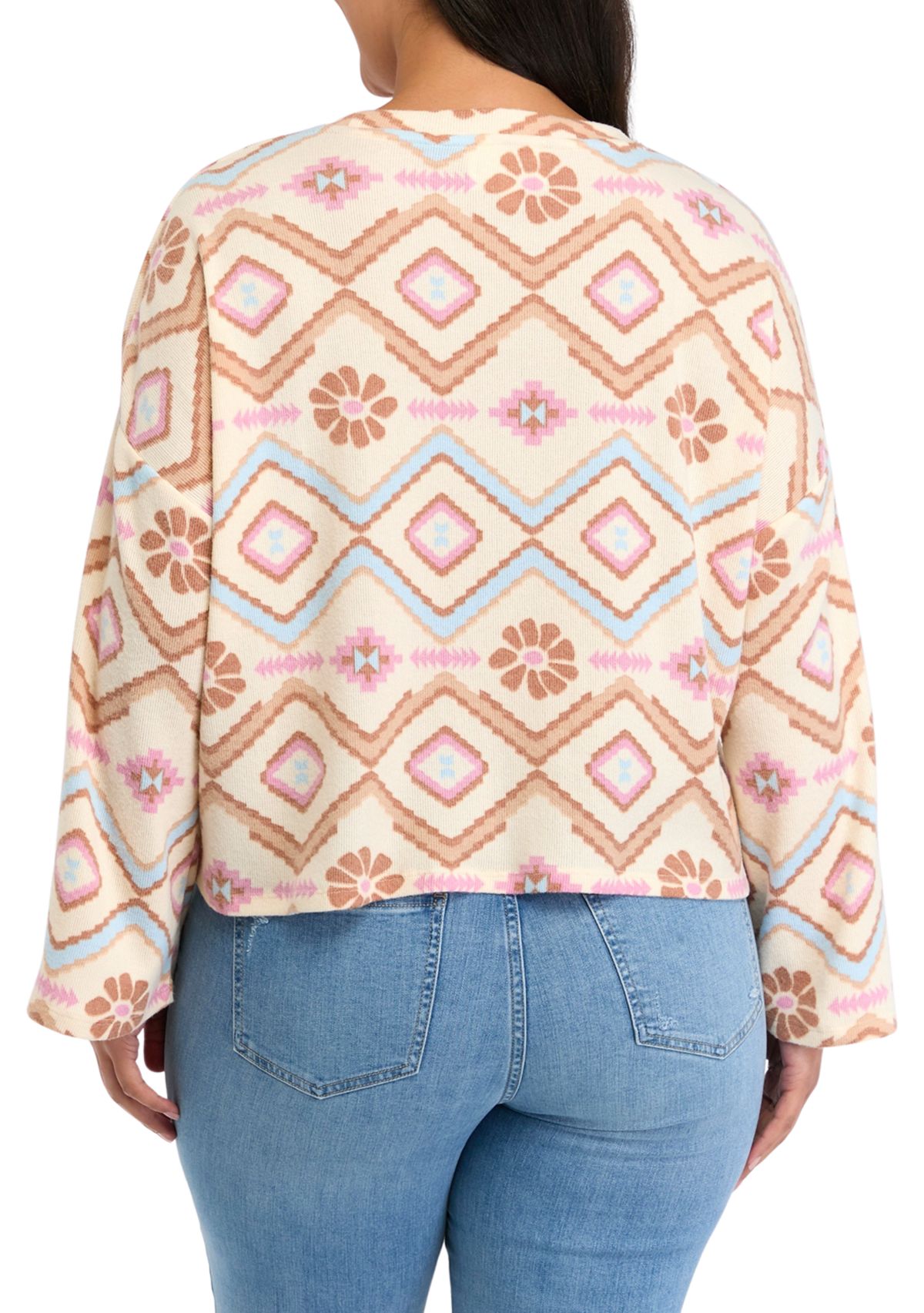 Plus Size Solid Rib Cozy Crew Sweater 