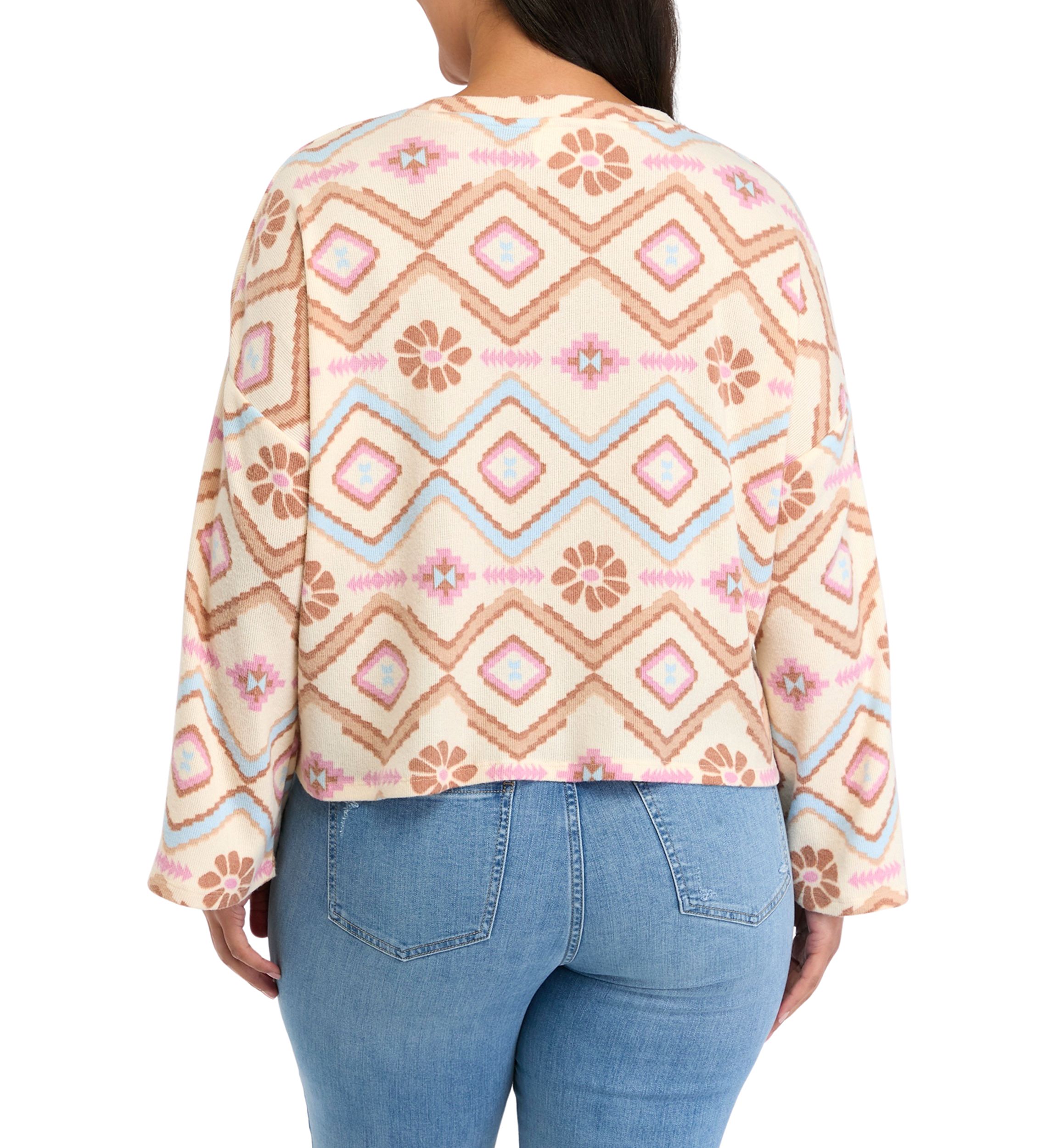 Plus Size Solid Rib Cozy Crew Sweater 