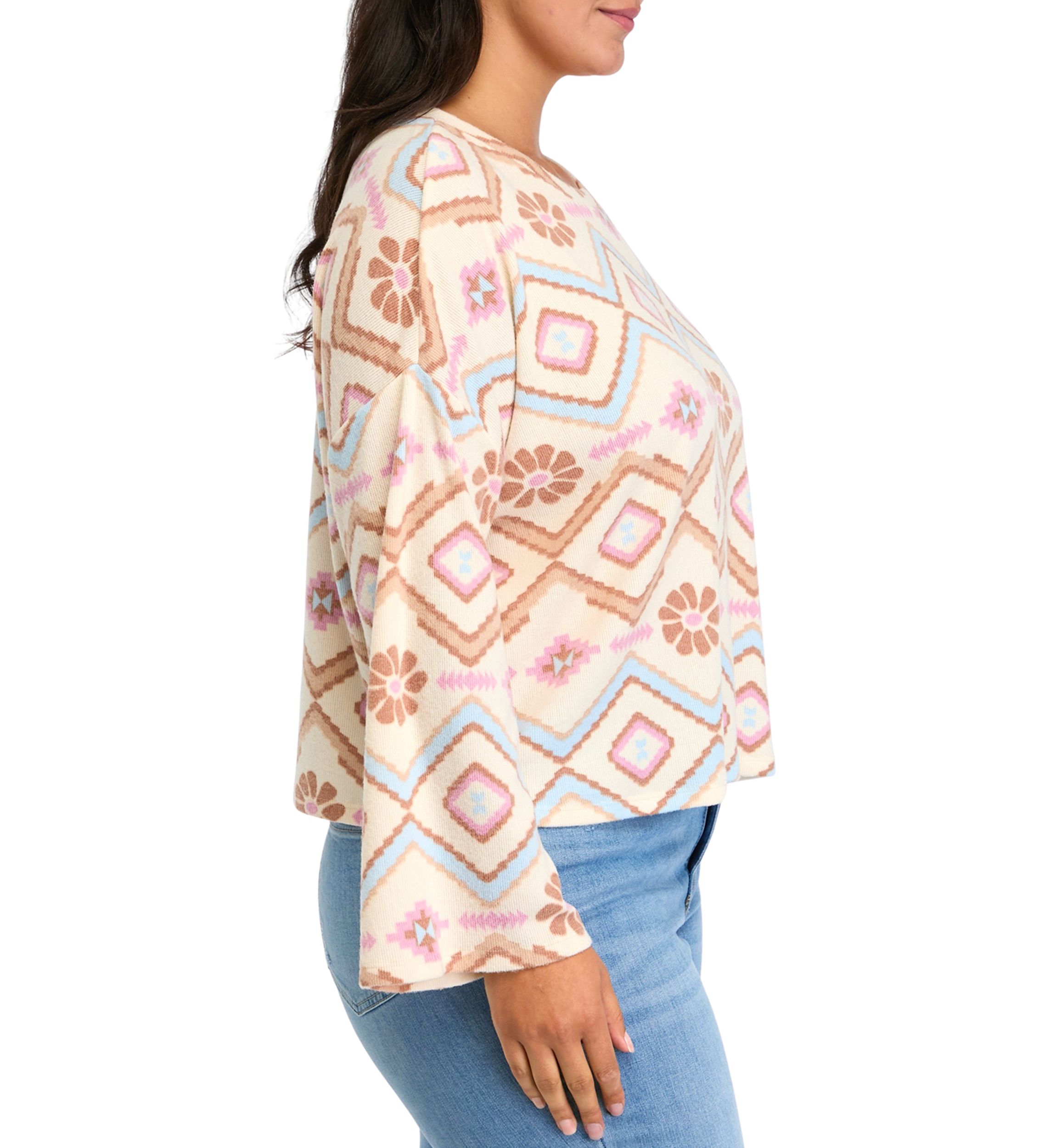 Plus Size Solid Rib Cozy Crew Sweater 
