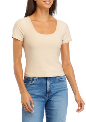 OLIVE + OAK Women's Short Sleeve Jersey T-Shirt, Sand, Small