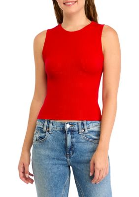 OLIVE + OAK Women's Ribbed Seamless Tank Top, Red, XS/S