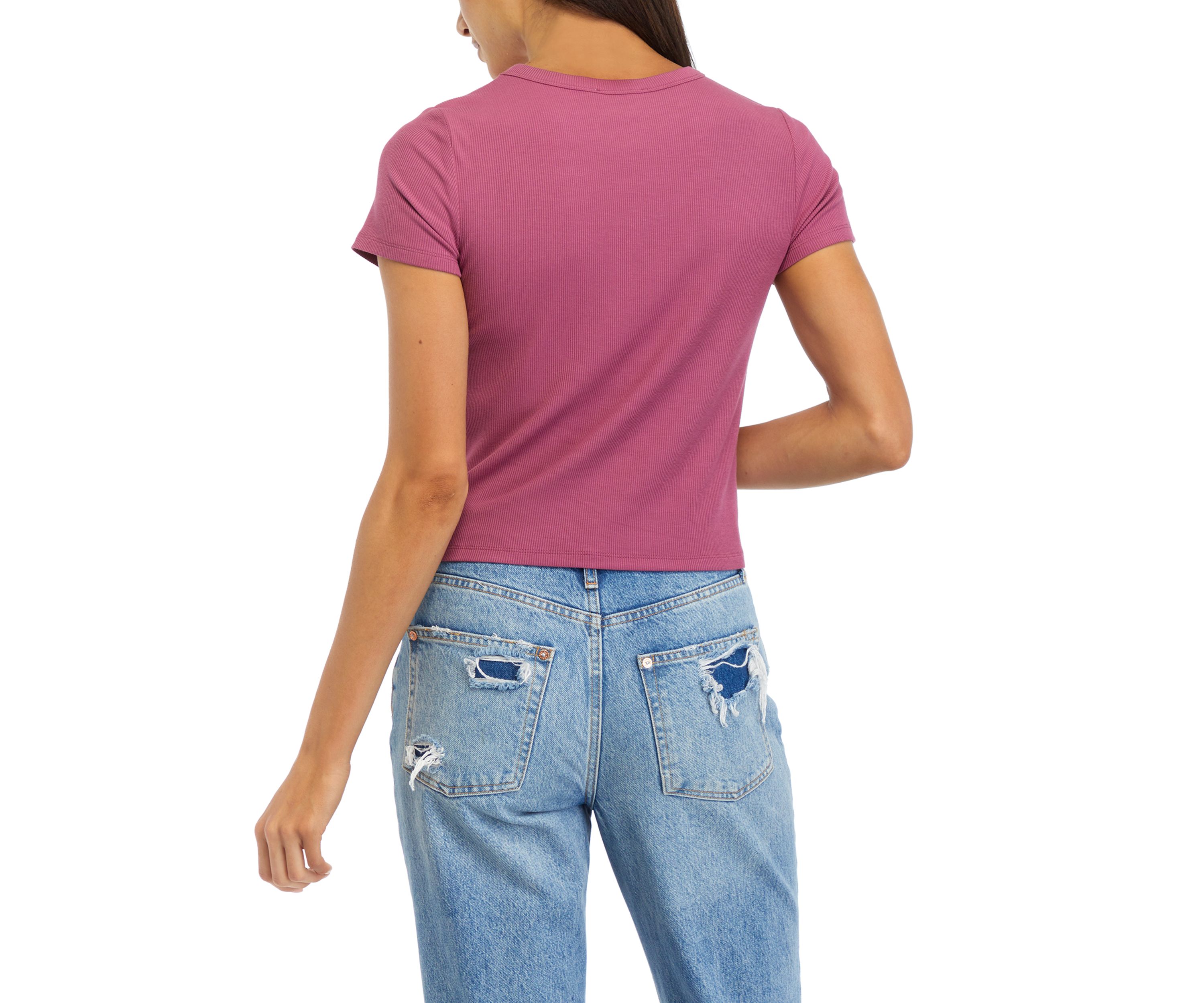 Womens Short Sleeve Ribbed T-Shirt 