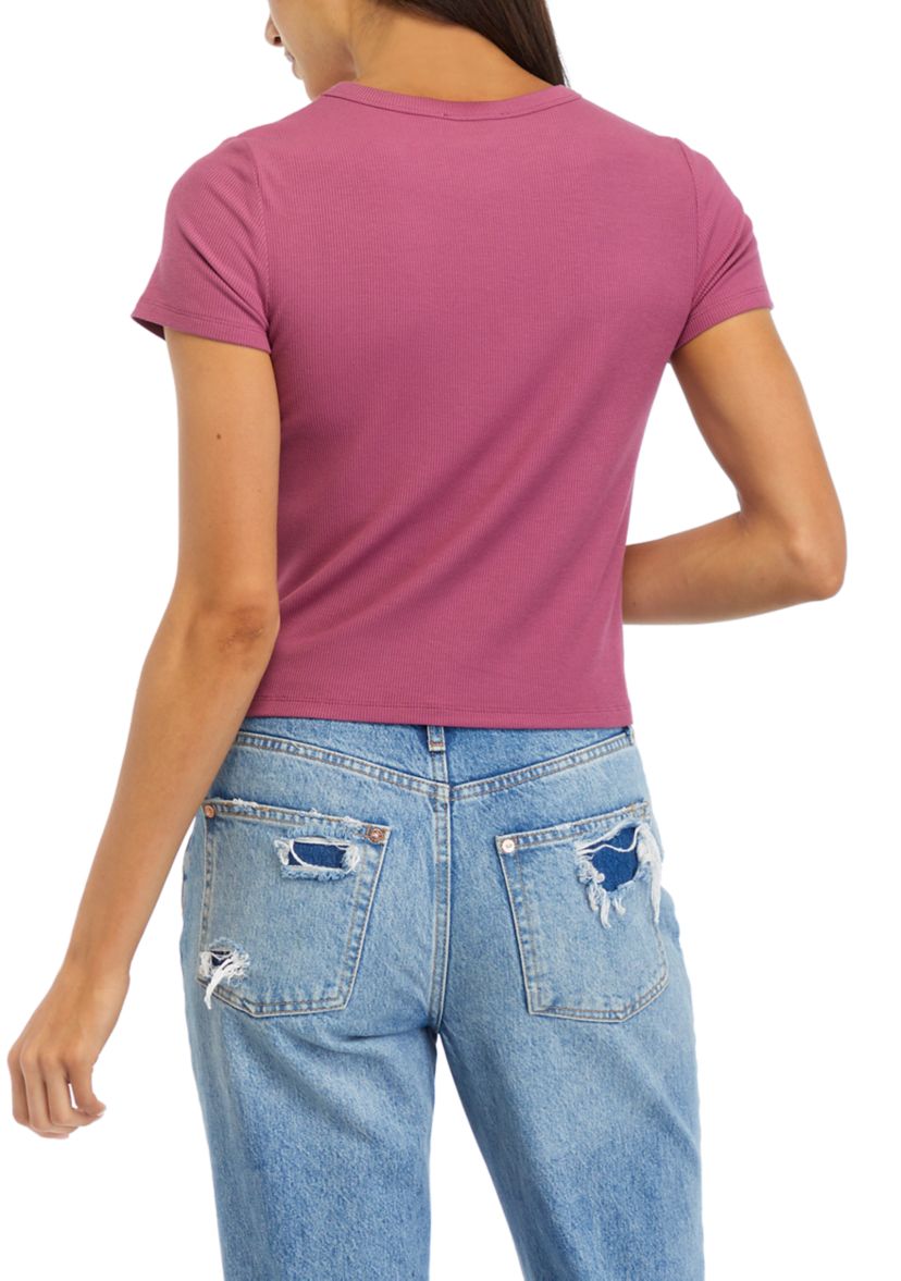 Womens Short Sleeve Ribbed T-Shirt 