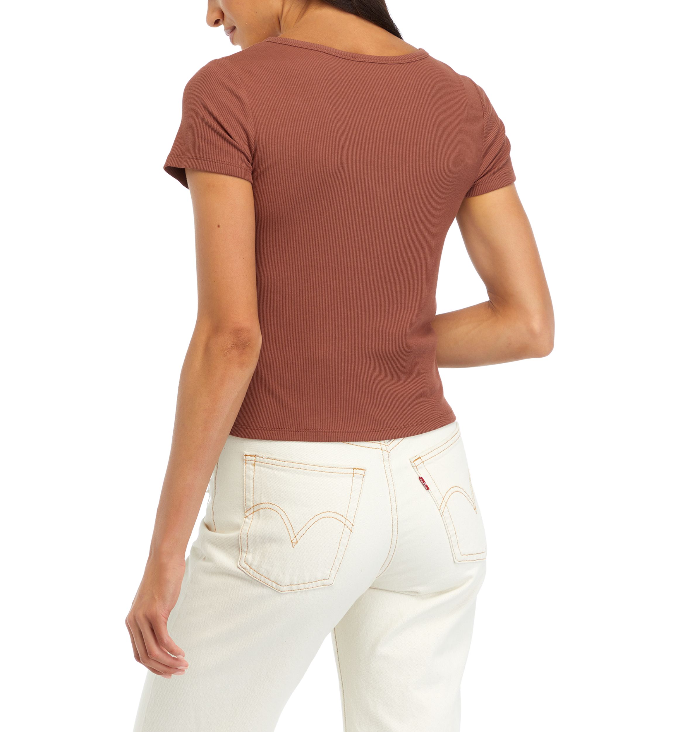 	  Womens Short Sleeve Ribbed T-Shirt 