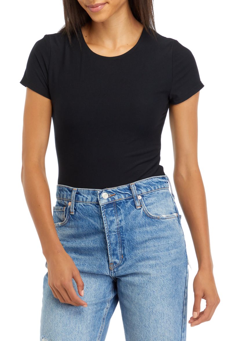 Juniors Short Sleeve Peached Jersey Bodysuit