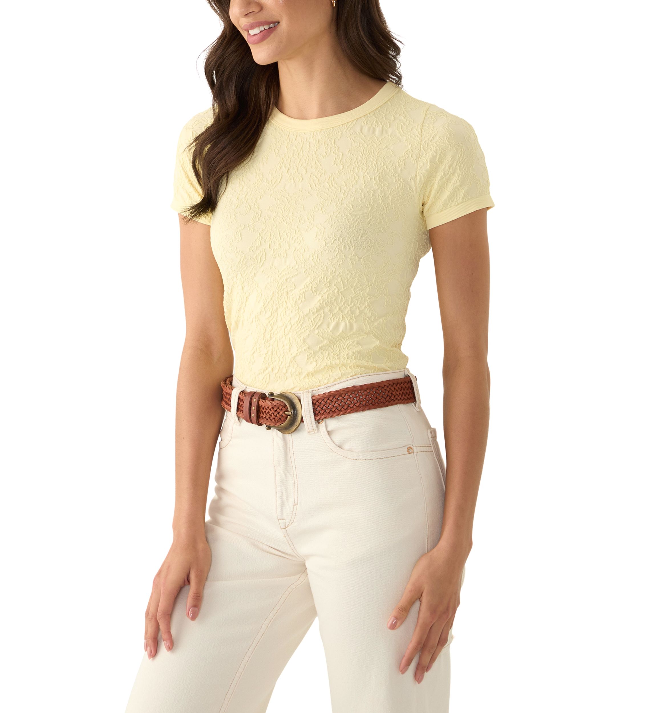 Womens Floral Embroidered Seamless Top