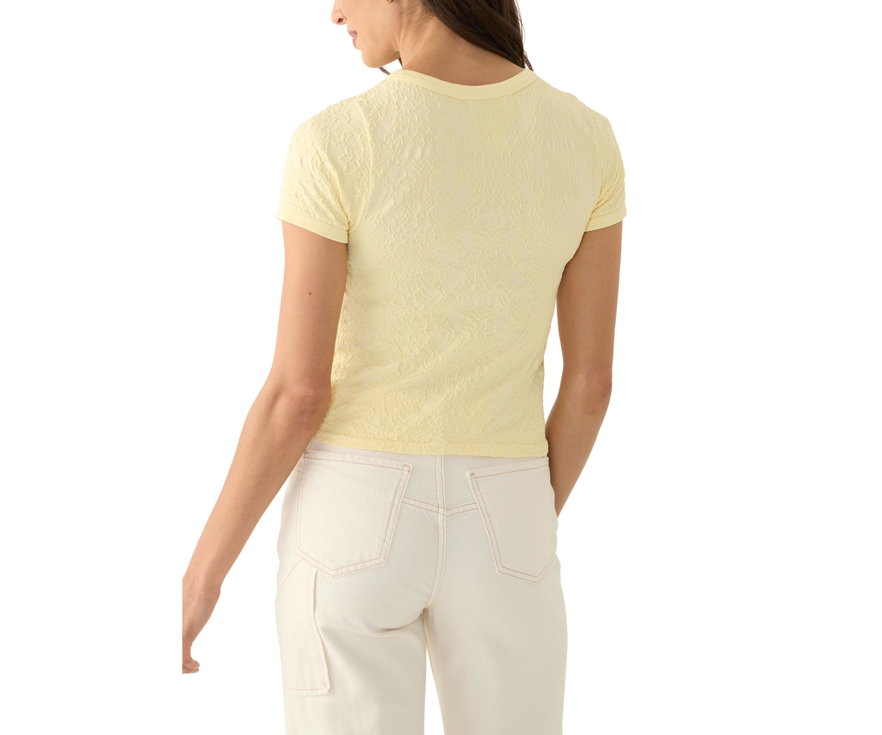 Womens Floral Embroidered Seamless Top