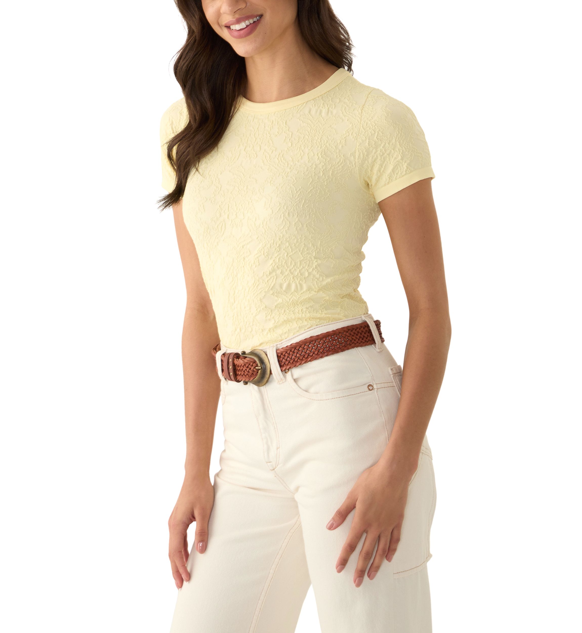 Womens Floral Embroidered Seamless Top