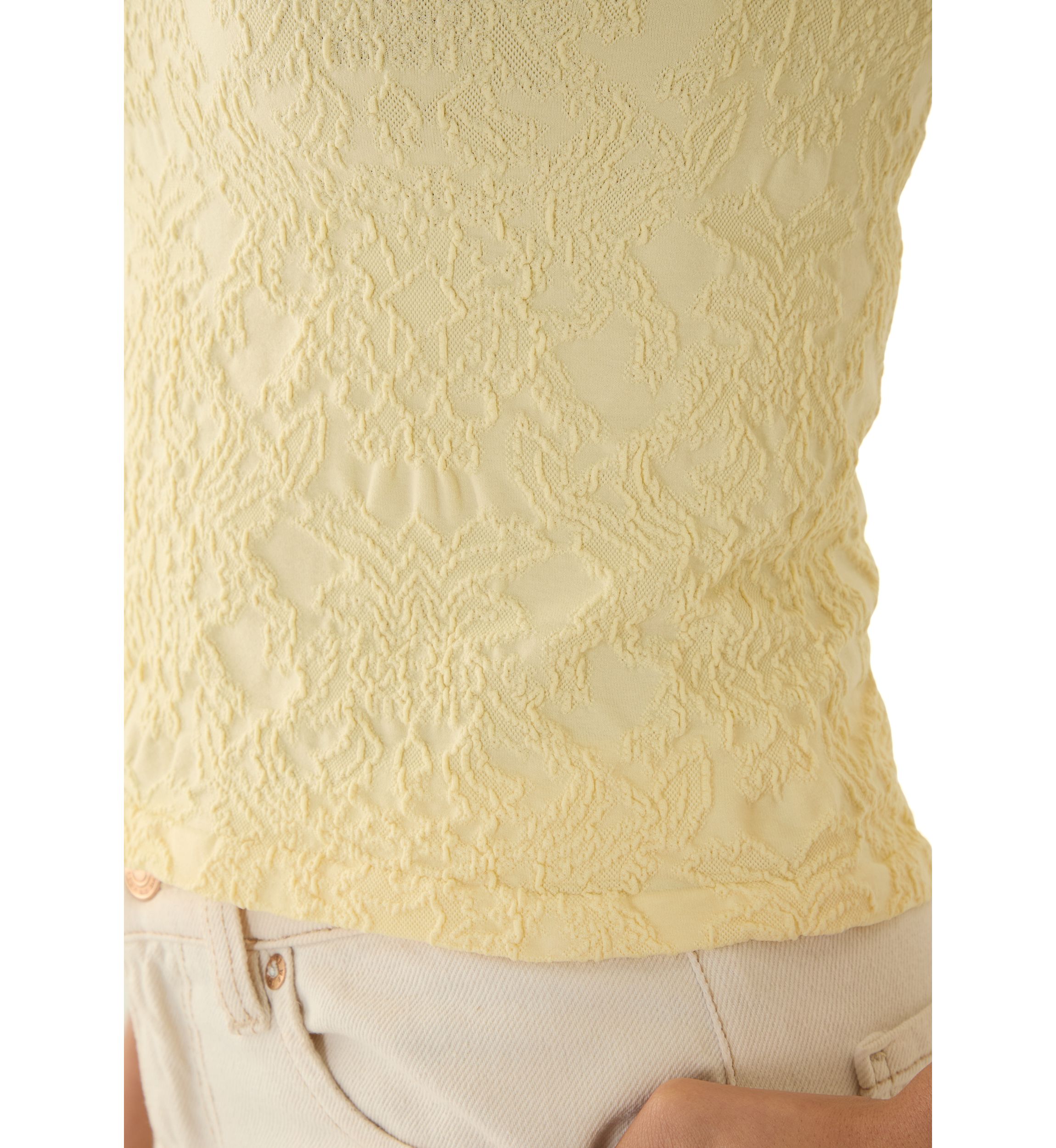 Womens Floral Embroidered Seamless Top