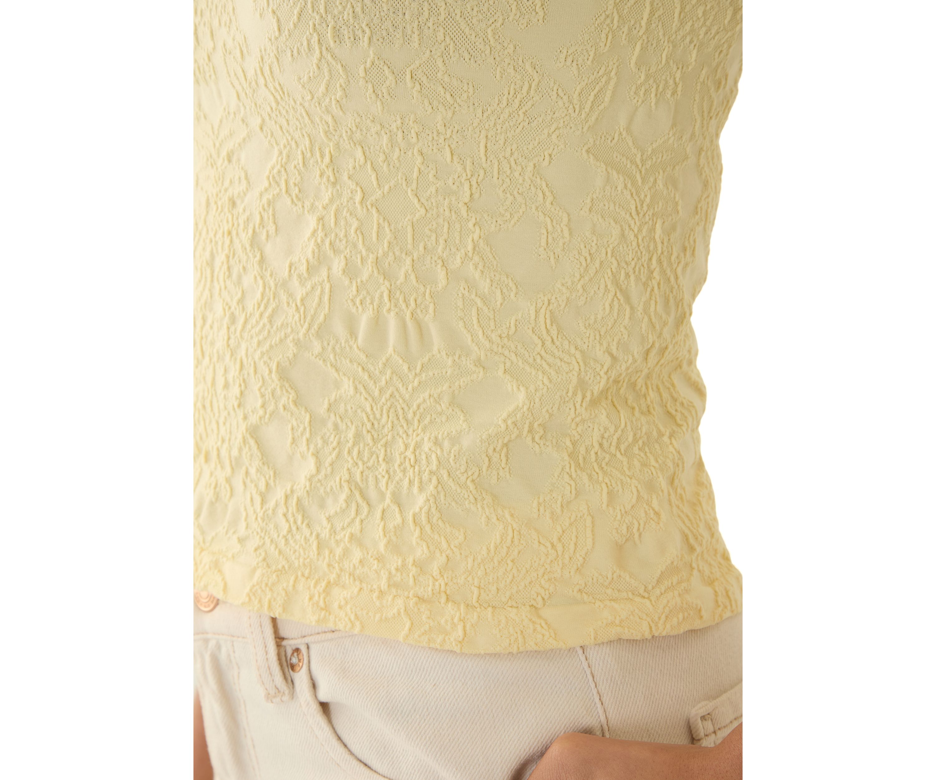 Womens Floral Embroidered Seamless Top