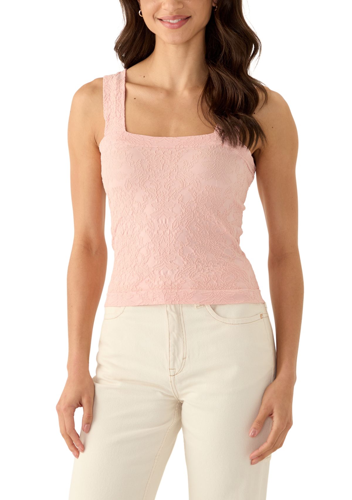 Womens Floral Embroidered Seamless Tank Top
