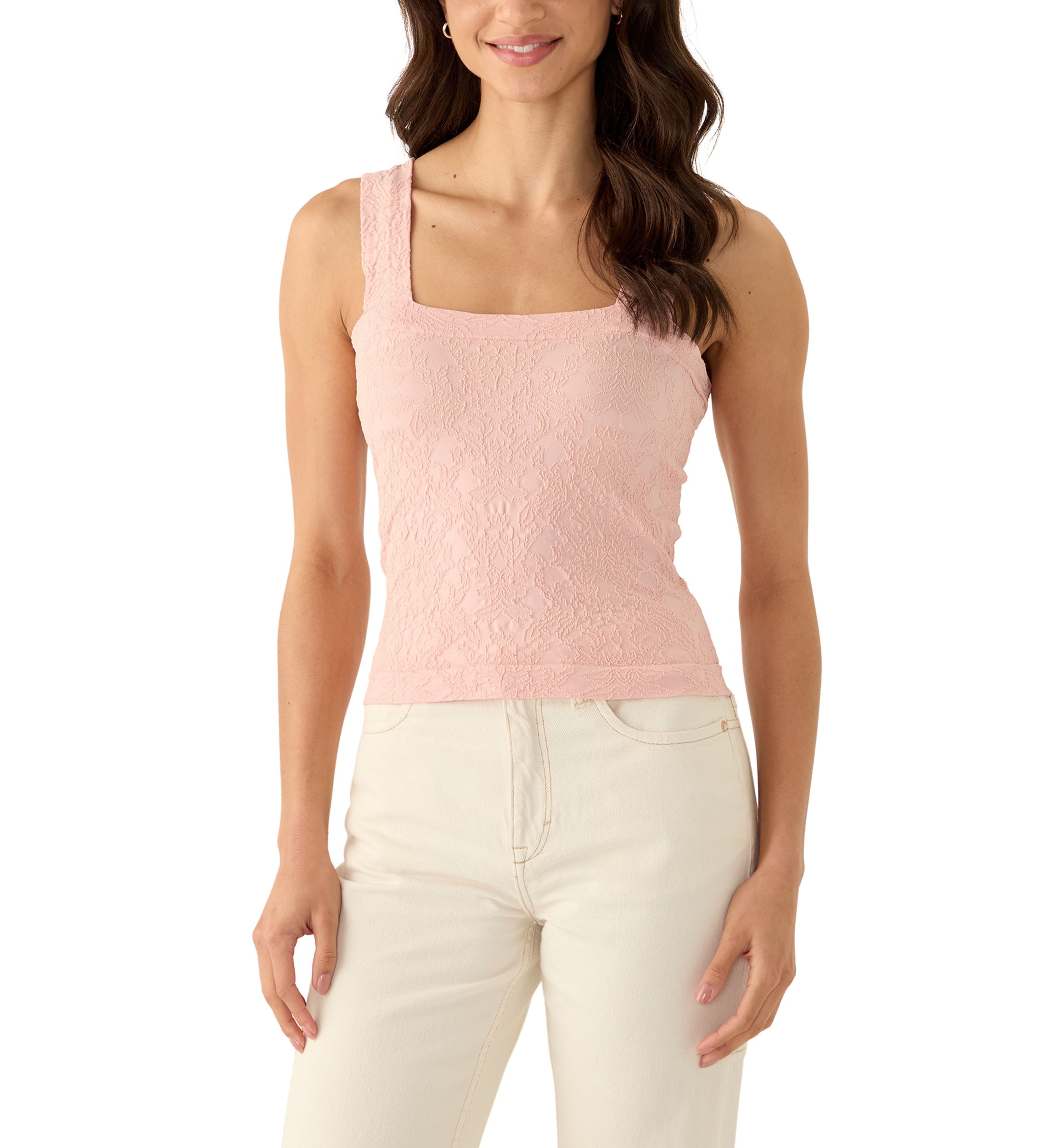 Womens Floral Embroidered Seamless Tank Top