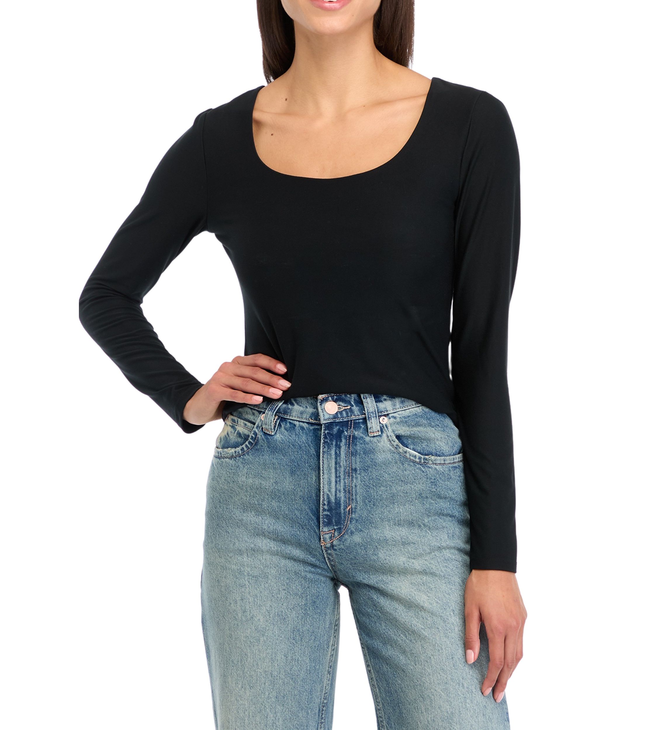 Womens Long Sleeve Peached Jersey T-Shirt 
