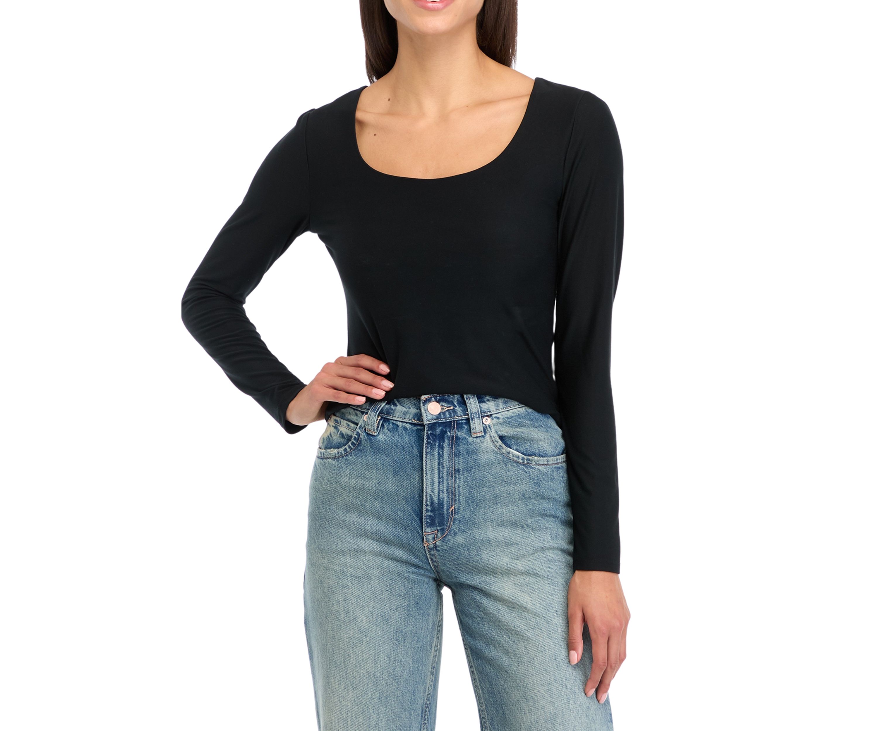 Womens Long Sleeve Peached Jersey T-Shirt 