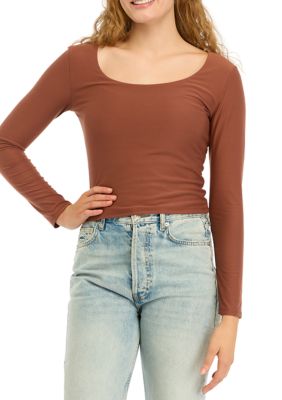 OLIVE + OAK Women's Long Sleeve Peached Jersey T-Shirt, 1X