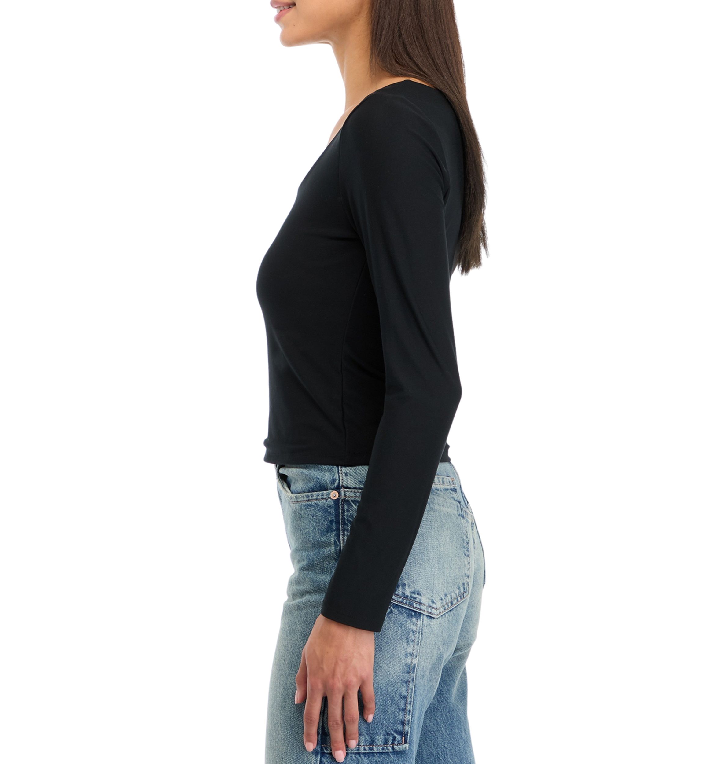 Womens Long Sleeve Peached Jersey T-Shirt 