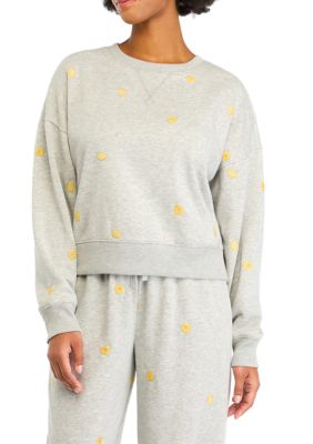 OLIVE + OAK Women's Fruit Crew Neck Sweater, Grey, XS