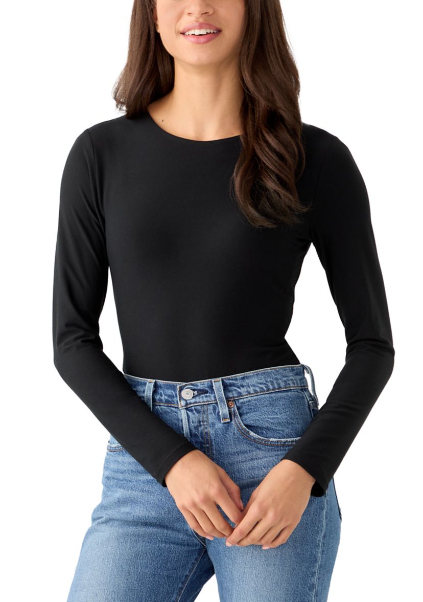 Womens Long Sleeve Peached Jersey Bodysuit